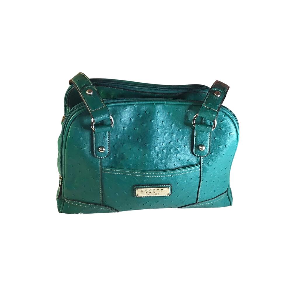 Rosetti Green Textured Faux Leather Dome Satchel